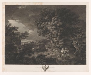 Dido ve Aeneas ile fırtınalı manzara Dido ve Aeneas (nesne üzerindeki başlık) by William Woollett