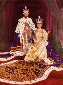 Majesteleri Kral George V ve Kraliçe Mary, taç giyme cübbelerinde, 1911, 1951.