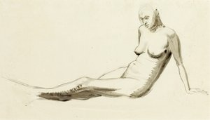 Seated Nude, c.1919 (kalem ve kurşun kalem üzerine yıkama)