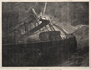 Denizde, Geçen Bir Vapura Sinyal Vermek, 1871. by Winslow Homer