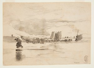 Low Tide Sahili, Cullercoats, İngiltere by Winslow Homer