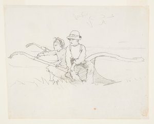 Oğlan ve kız bir pulluk üzerinde by Winslow Homer