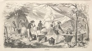 Kamp Buluşması Eskizleri: Yemek Pişirme, 1858. by Winslow Homer