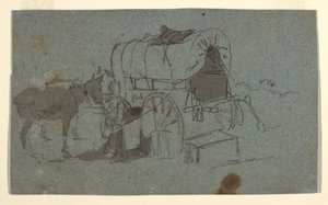 Çizim, Bir Ordu Arabası ve Katır, yaklaşık 1862 by Winslow Homer