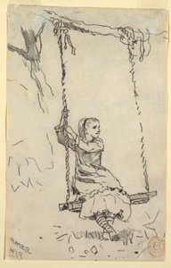 Çizim, Salıncaktaki Kız, 1879 by Winslow Homer