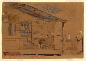 Çizim, Sundurmalı Ev, yaklaşık 1858-60 by Winslow Homer