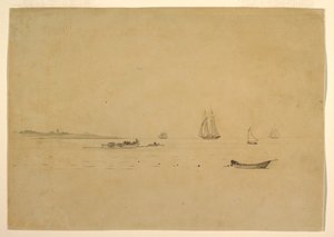 Çizim, Deniz Feneri ile Kara Noktası, yaklaşık 1880 by Winslow Homer
