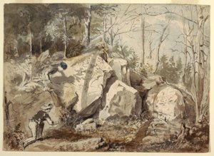 Çizim, Sincap Kapanı Kurmak, yaklaşık 1855 by Winslow Homer