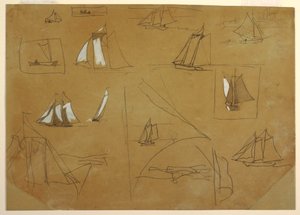 Çizim, Yelkenli Tekne Eskizleri, Cullercoats, İngiltere, 1881-82 by Winslow Homer