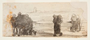 Körfeze ve Küçük Tekneye Bakan Figürler, Cullercoats, İngiltere by Winslow Homer