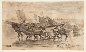 Balıkçılar Dory Sahilinde, Cullercoats, İngiltere by Winslow Homer