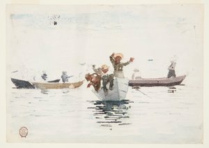 Çocuklu Dört Kayık by Winslow Homer