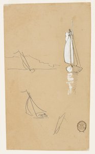 Dört Sloop Çizimi by Winslow Homer