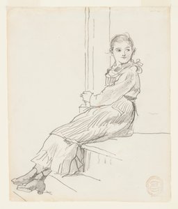 Veranda Basamağında Oturan Kız by Winslow Homer