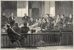 Avukatı Dinleyen Jüri Üyeleri, Yargıtay, New City Hall, New York, 1869. by Winslow Homer