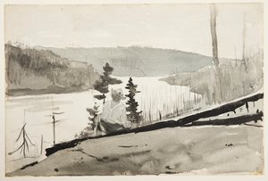 Dağ Nehir veya Göl by Winslow Homer