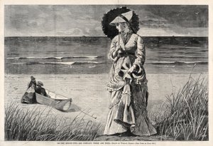 Sahilde - İkisi Şirket, Üçü Yok, 1872. by Winslow Homer
