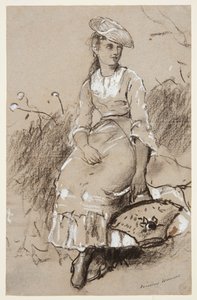Sepetli Oturan Kız by Winslow Homer