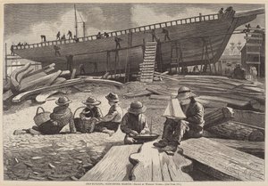 Ship-Building, Gloucester Harbour, 1873