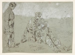 Yaralı Arkadaşına Su Veren Asker by Winslow Homer
