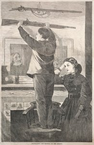 Şükran Günü - Tüfeği Asmak, 1865. by Winslow Homer