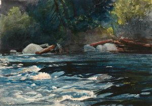The Rapids, Hudson Nehri, Adirondacks by Winslow Homer