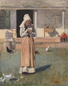 The Sick Chicken, 1874 (dokuma kağıt üzerinde wc, guaj ve grafit) by Winslow Homer