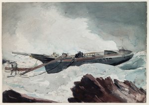 Batık Yelkenli, c.1900-10 (kağıt üzerine suluboya ve karakalem) by Winslow Homer