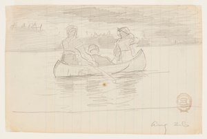 Kanoda Üç Adam, Il Manigne, Quebec by Winslow Homer