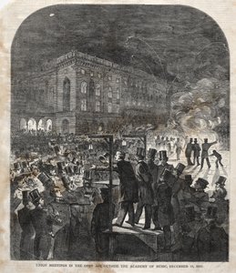 Müzik Akademisi Dışında Açık Havada Birlik Toplantısı, 1859. by Winslow Homer