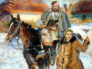 Bir Kızla Yaralı Süvari, 1930 dolayları (tuval üzerine yağlı boya)