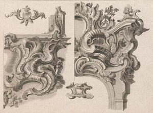 Bir Sunak Çerçevesinin Sağ Alt ve Sağ Üstünün Süslenmesi için Öneri..., Basılmış yakl. 1750-56. by Wolffgang Christoph Mayr