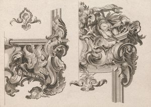 Bir Sunak Çerçevesinin Sağ Alt ve Sağ Üstünün Süslenmesi için Öneri..., Basılmış yakl. 1750-56. by Wolffgang Christoph Mayr