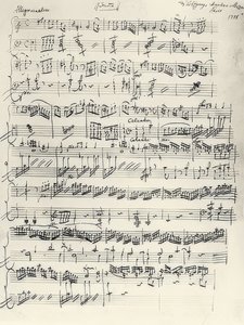 A minör piyano sonatının başlangıcı. KV310. İmza. 1778