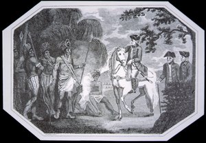General Burgoyne ve Kızılderililer, J. Taylor tarafından oyulmuş, David Hume ve Tobias Smollett