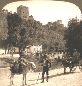 Elhamra Duvarları ve Kuleleri, Granada, İspanya, 1896. by Works and Sun Sculpture Studios