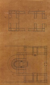 Mimariye İlişkin Çizimler ve Çeşitli Baskılar içeren bir Karalama Defterinden Sayfa, Int..., yakl. 1800-1850. Yaratıcılar: Charles Percier Atölyesi, Pierre François Léonard Fontaine Atölyesi. by Workshop of Charles Percier, Workshop of Pierre