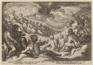 Jüpiter Evrenin Yıkımı Konusunda Tanrılardan Öğüt Alırken by Workshop of Hendrick Goltzius, after Hendrick Goltzius
