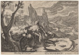 Aslandan Korkan Thisbe by Workshop of Hendrick Goltzius, after Hendrick Goltzius