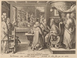 Ser, Sive Sericus Vermis (İpek veya İpekböceği) by Workshop of Philip Galle after Jan van der Straet