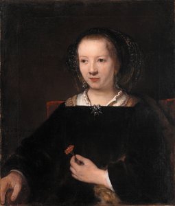 Karanfil ile genç kadın by Workshop of Rembrandt van Rijn