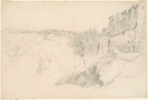 Evler ve Figürler ile Yamaç by Worthington Whittredge