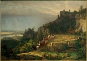 W.Whittredge, kalenin önünde dövüş (Burg Drachenfels)