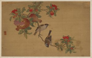 Kuşlar, Meyveler ve Çiçekler, Qing hanedanı, 1741.
