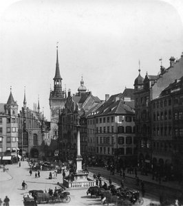 Marienplatz, Münih, Almanya, c1900