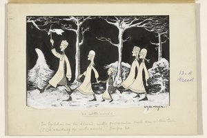 Henk, Anne, Hans, Noor ve Elly karda yürüyor by Wybo Meijer (signed by artist)