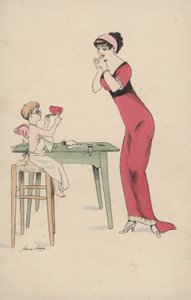 İki kalbin Cupid tarafından birleştirilmesini bekleyen kız by Xavier Sager