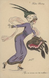 Güzel, abartılı giyimli kız, paten kayıyor by Xavier Sager