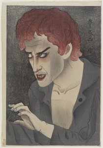 Aktör Morita Kanya XIII (1907-75) Jean Valjean olarak, 1921 (renkli tahta baskı)