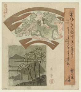 Söğüt ağaçları ile bir Çinli adaçayı ve manzara Honchôren için on baskılık bir dizi (dizi adı) Honchôren jûbantsuzuki (nesne üzerine seri başlığı) by Yashima Gakutei